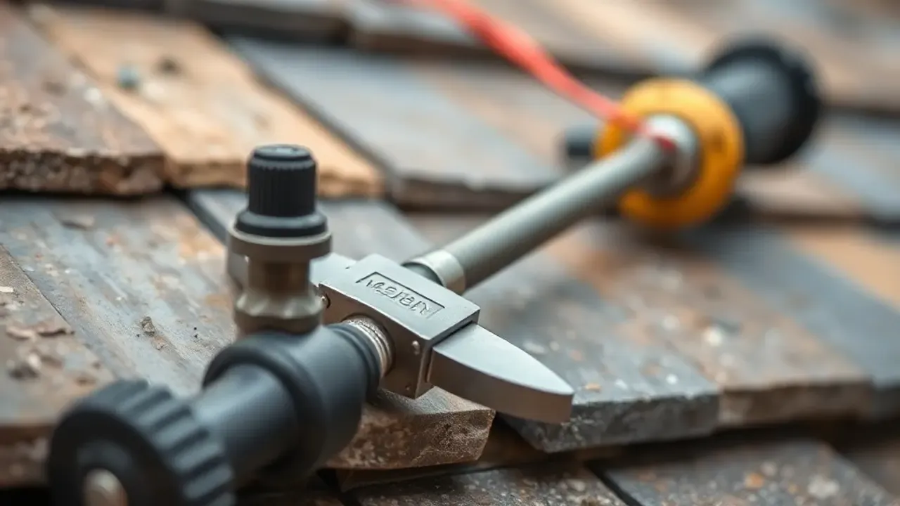 Equipment used for Abergavenny stone-and-slate roofing, photographed close up